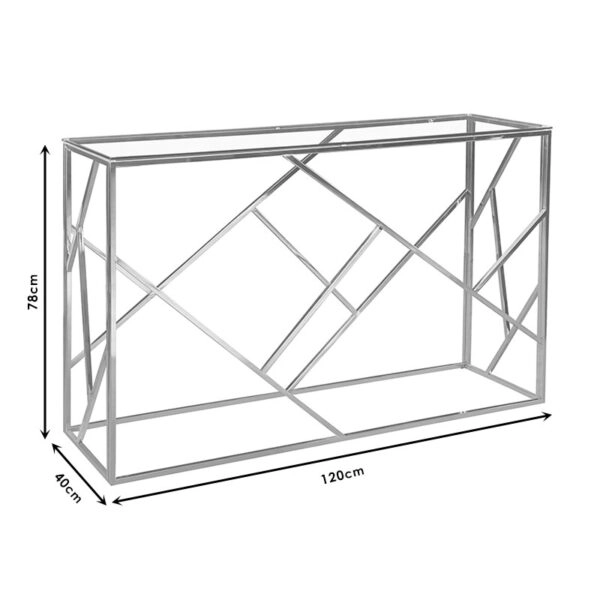 Κονσόλα Mabs  ατσάλι ασημί-γυαλί 8mm 120x40x78εκ