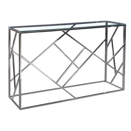 Κονσόλα Mabs  ατσάλι ασημί-γυαλί 8mm 120x40x78εκ