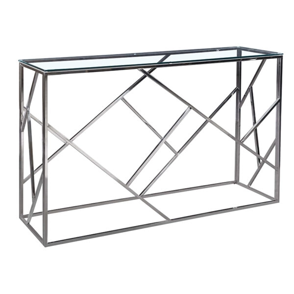 Κονσόλα Mabs  ατσάλι ασημί-γυαλί 8mm 120x40x78εκ