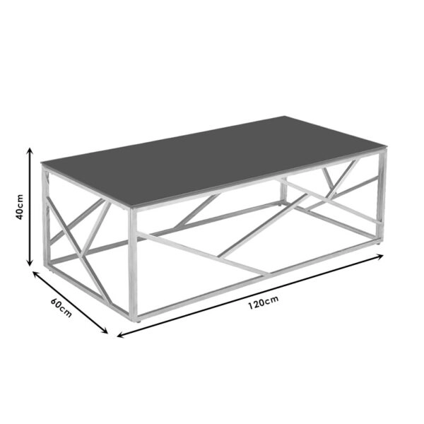 Τραπέζι σαλονιού Mabs  ατσάλι ασημί-γυαλί 8mm 120x60x40εκ