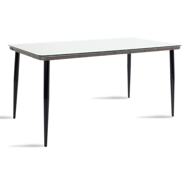 Τραπέζι Naoki  μέταλλο μαύρο-pe γκρι-γυαλί 160x90x78εκ