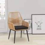 Πολυθρόνα Tanish  rattan φυσικό-πόδι μαύρο μέταλλο 58x58.5x87εκ