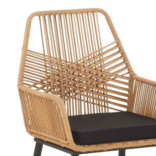 Πολυθρόνα Tanish  rattan φυσικό-πόδι μαύρο μέταλλο 58x58.5x87εκ