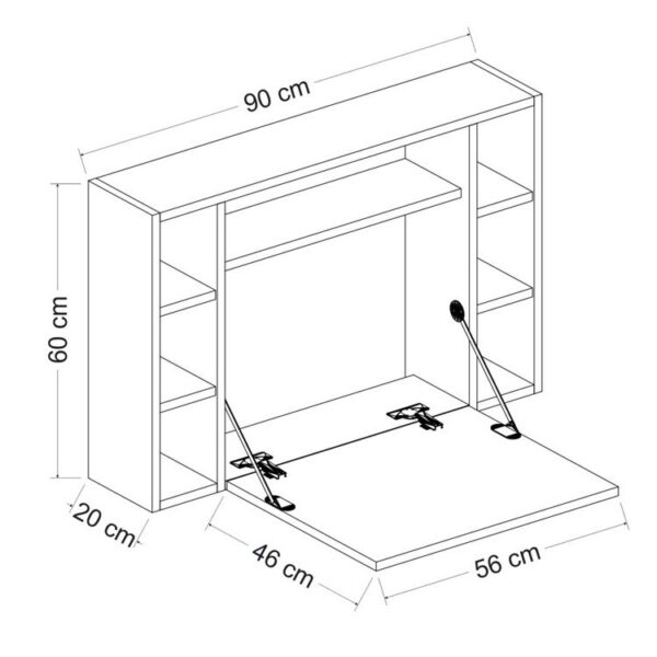 Γραφείο Τοίχου Ανοιγόμενο  AMORGOS Λευκό/Καρυδί Μοριοσανίδα 90x20+46x60cm