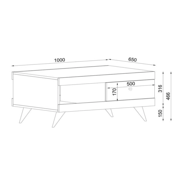 Τραπεζάκι Σαλονιού  Hios Λευκό-Σκούρο Καφέ 100x65x47cm