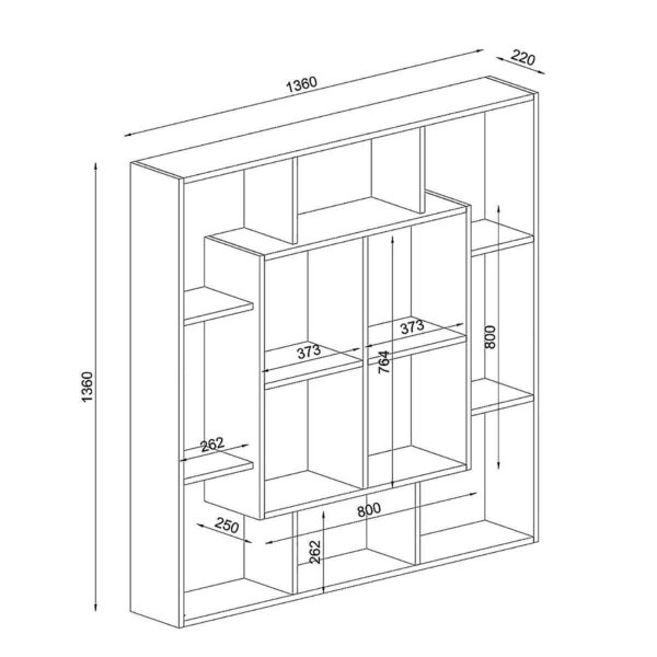 Βιβλιοθήκη ArteLibre NISIROS Cordoba Μοριοσανίδα/Μελαμίνη 136x22x136cm