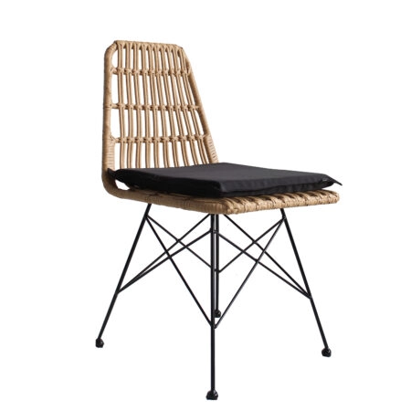 Καρέκλα Κήπου  ALFONSE Φυσικό/Μαύρο Μέταλλο/Rattan 47x62x81cm