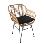 Καρέκλα Κήπου  ACTORIUS Φυσικό/Μαύρο Μέταλλο/Rattan 57x53x81cm