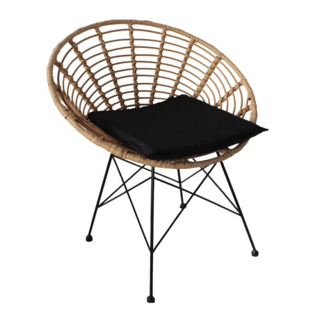 Καρέκλα Κήπου  AELIUS Φυσικό/Μαύρο Μέταλλο/Rattan 72x62x78cm