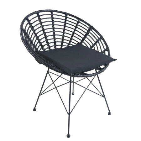 Καρέκλα Κήπου  AELIUS Μαύρο Μέταλλο/Rattan 72x62x78cm