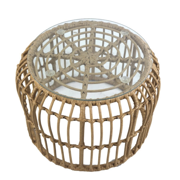 Τραπεζάκι Κήπου  ALBIUS Φυσικό Rattan/Μέταλλο/Γυαλί Φ50x35cm