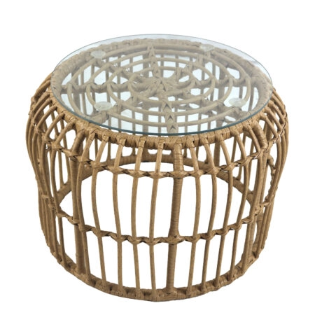 Τραπεζάκι Κήπου  ALBIUS Φυσικό Rattan/Μέταλλο/Γυαλί Φ50x35cm