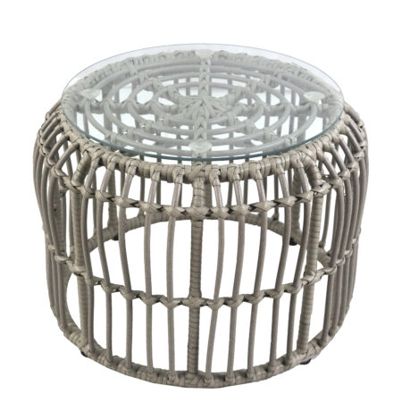 Τραπεζάκι Κήπου  ALBIUS Γκρι Rattan/Μέταλλο/Γυαλί Φ50x35cm