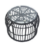 Τραπεζάκι Κήπου  ALBIUS Μαύρο Rattan/Μέταλλο/Γυαλί Φ50x35cm