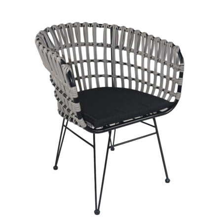 Καρέκλα Κήπου  ATRIUS Γκρι/Μαύρο Μέταλλο/Rattan 61x57x80cm