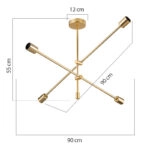 Φωτιστικό οροφής τετράφωτο PWL-1158  E27 χρυσό 90x90x55εκ