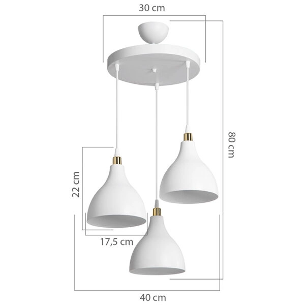 Φωτιστικό οροφής τρίφωτο Lofty  Ε27 λευκό Φ40x80εκ