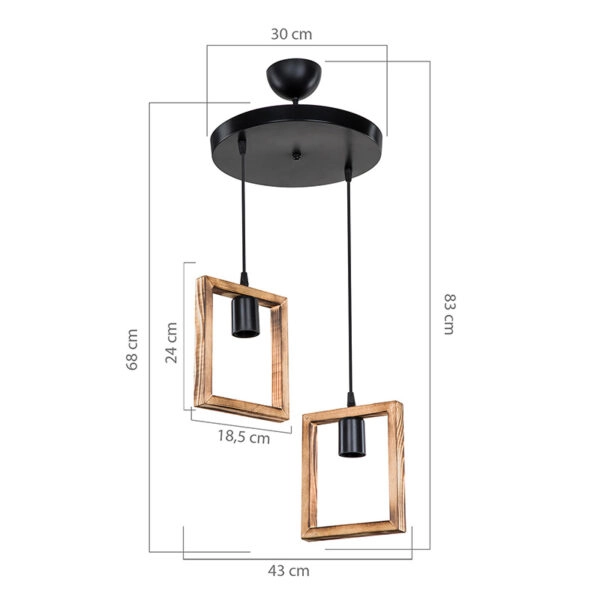 Φωτιστικό οροφής δίφωτο Isolate  Ε27 καρυδί Φ43x83εκ