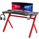 Γραφείο Gaming  KENOBI RGB Μαύρο/Κόκκινο Ξύλο/Μέταλλο 120x65x75cm