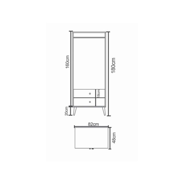 Ντουλάπα Δίφυλλη  AMARI Λευκό Μοριοσανίδα 82x48x180cm