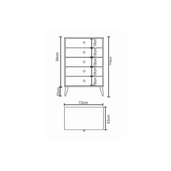 Συρταριέρα  AMARI Δρυς Μοριοσανίδα 72x43x114cm