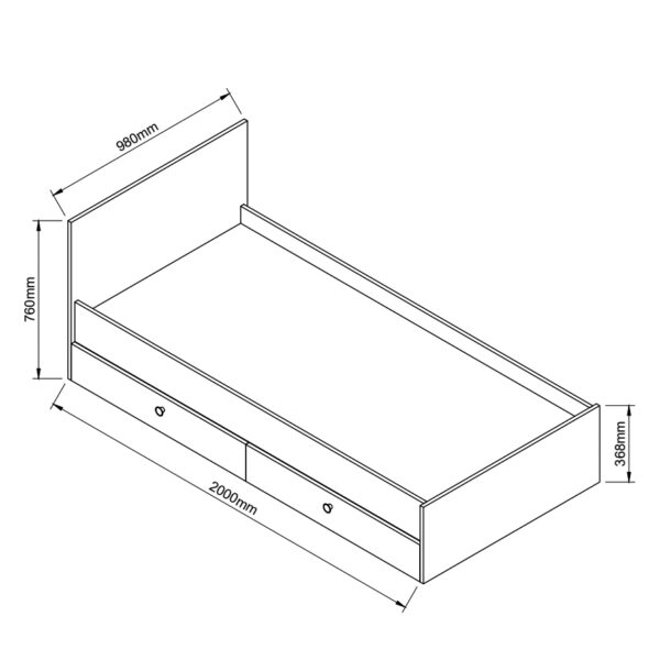 Κρεβάτι Μονό  AMARI Βελανιδί Μοριοσανίδα 200x98cm