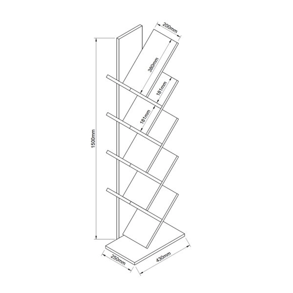 Βιβλιοθήκη  AZIZI Καρυδί Μοριοσανίδα 35x19.5x130cm