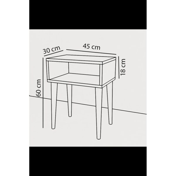 Κομοδίνο  GANIRU Λευκό Μοριοσανίδα/Ξύλο 45x30x60cm