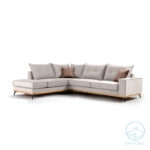 Γωνιακός καναπές δεξιά γωνία Luxury II  ύφασμα cream-mocha 290x235x95εκ