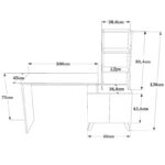 Γραφείο-ραφιέρα Kairo  μαύρο-oak 150x45x138εκ