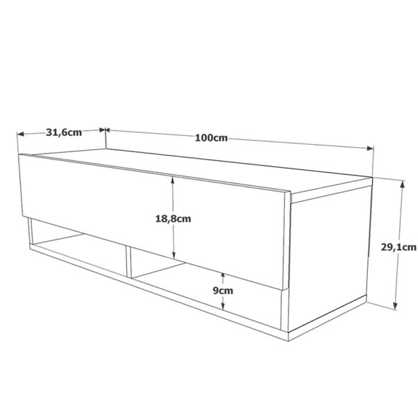 Έπιπλο τηλεόρασης επιτοίχιο Roscoe  λευκό-oak 100x31.5x29.5εκ