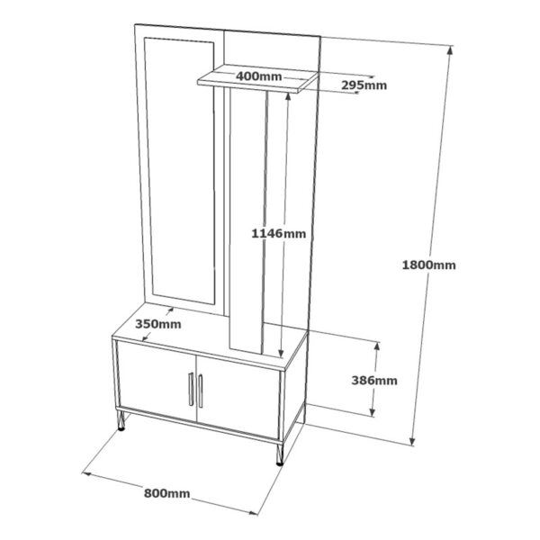 Έπιπλο εισόδου Bridger  μαύρο-καρυδί 80x35x180εκ