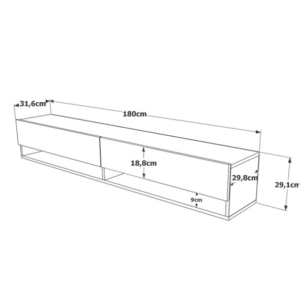 Έπιπλο τηλεόρασης επιτοίχιο Roscoe  sonoma 180x31.6x29.6εκ