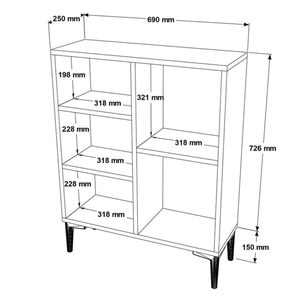 Βιβλιοθήκη χαμηλή Neville  sonoma 69x25x87.6εκ