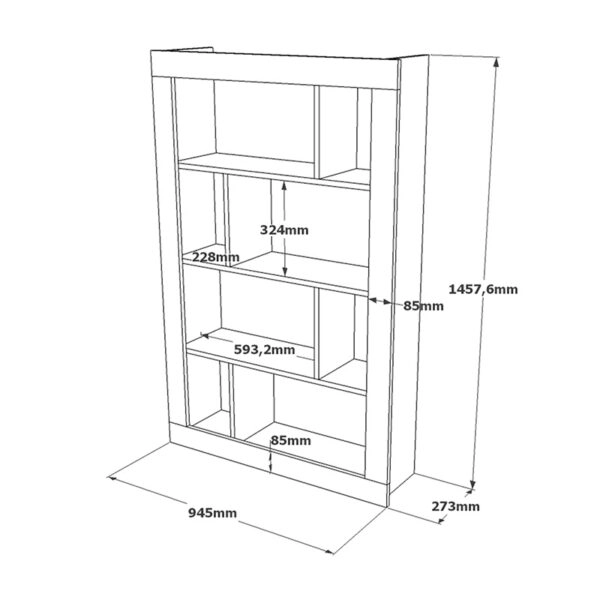 Βιβλιοθήκη Caring  λευκό-sonoma 94.5x27x145.5εκ