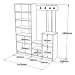 Έπιπλο εισόδου Doorse  μελαμίνης ανθρακί-sonoma 147.5x35x180εκ