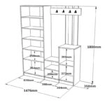 Έπιπλο εισόδου Doorse  μελαμίνης λευκό-sonoma 147.5x35x180εκ