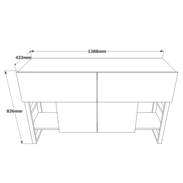 Μπουφές Jaydon  μελαμίνης φυσικό-μαύρο 139x43x83.5εκ