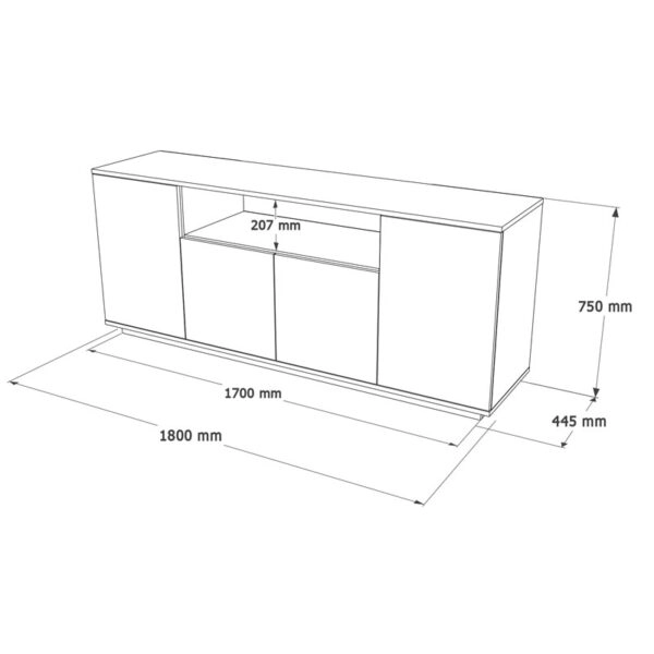 Μπουφές Placefol  μελαμίνης λευκό-φυσικό 180x44.5x75εκ