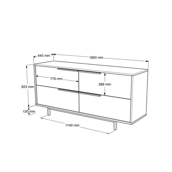 Μπουφές Lebon  μελαμίνης φυσικό-μαύρο 160x44.5x74εκ