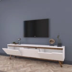 Έπιπλο τηλεόρασης Kasandra  λευκό-καρυδί 180x35x48,5εκ