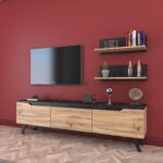 Σύνθετο σαλονιού Kasia  oak-μαύρο μαρμάρου 180x35x48,5εκ