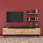 Σύνθετο σαλονιού Kasia  oak-μαύρο μαρμάρου 180x35x48,5εκ