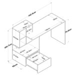 Γραφείο εργασίας ραφιέρα Boaz  καρυδί-λευκό 146x50x100.5εκ