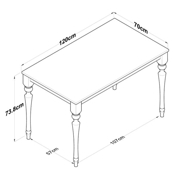 Τραπέζι Rosette  καρυδί-ανθρακί 120x70x73.8εκ