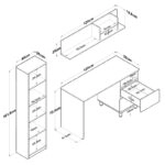 Γραφείο με βιβλιοθήκη Goldie  λευκό-φυσικό 160x50x161.8εκ