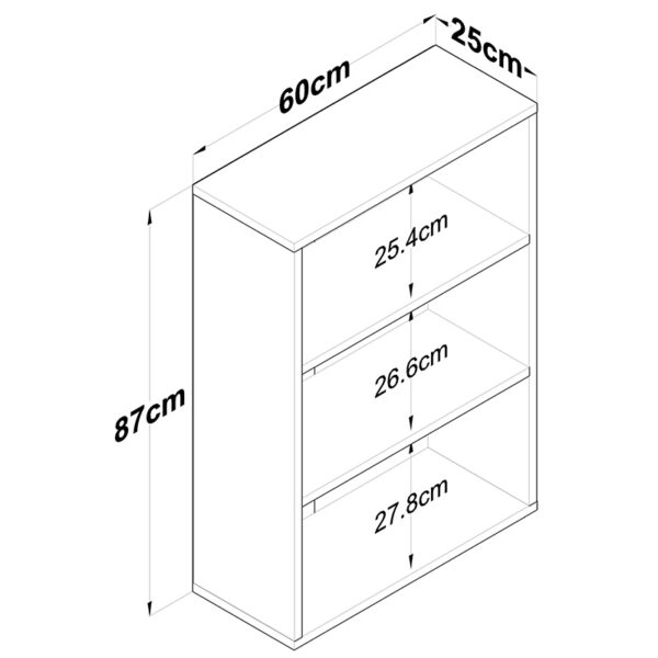 Ραφιέρα τοίχου Goldie  φυσικό-λευκό 60x25x87εκ