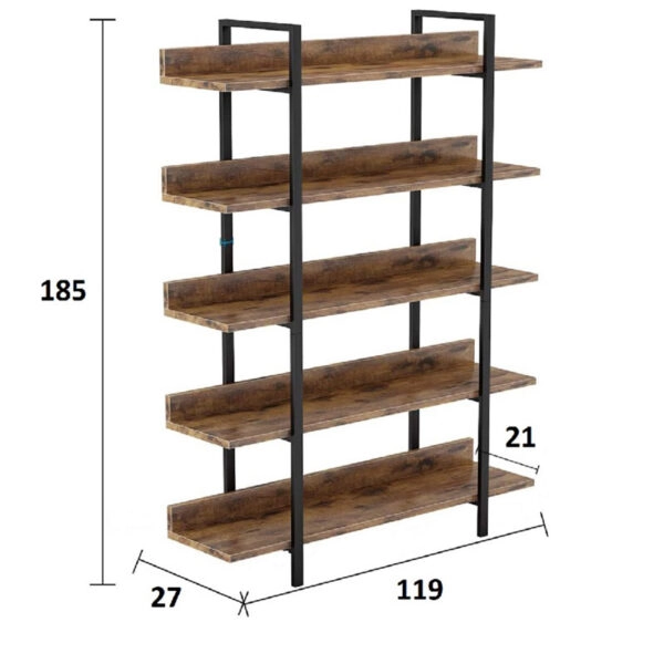 Βιβλιοθήκη Almond  καρυδί-μαύρο 119x27x185εκ