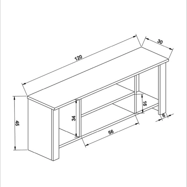 Έπιπλο τηλεόρασης Tserium  μελαμίνης φυσικό 120x30x45εκ