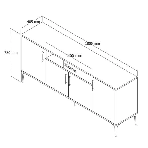 Μπουφές Fumomel  μελαμίνης sonoma-ανθρακί-μαύρο 180x40,5x78εκ